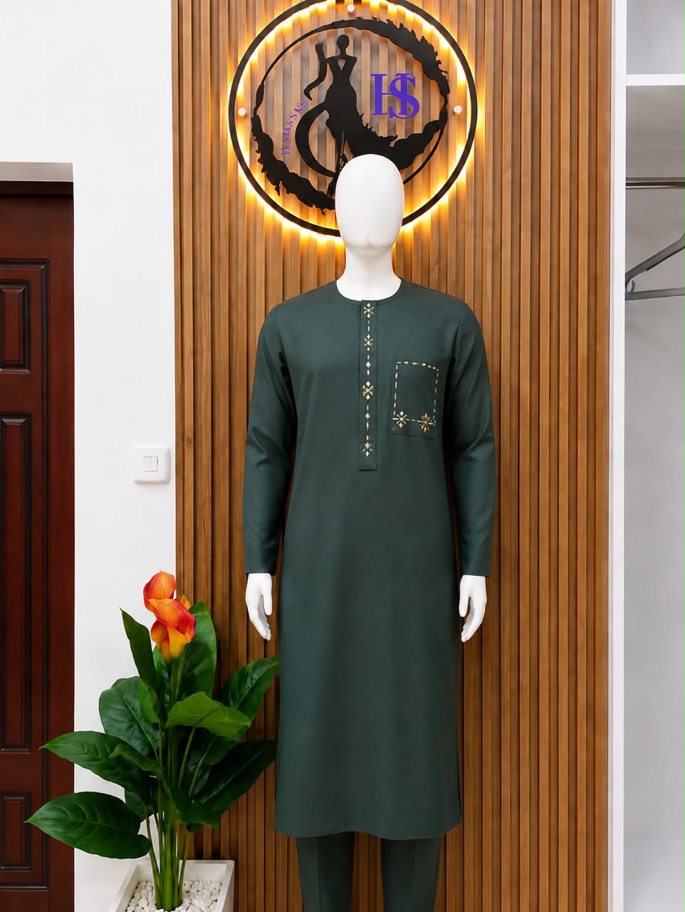 Green Embroidered Kaftan