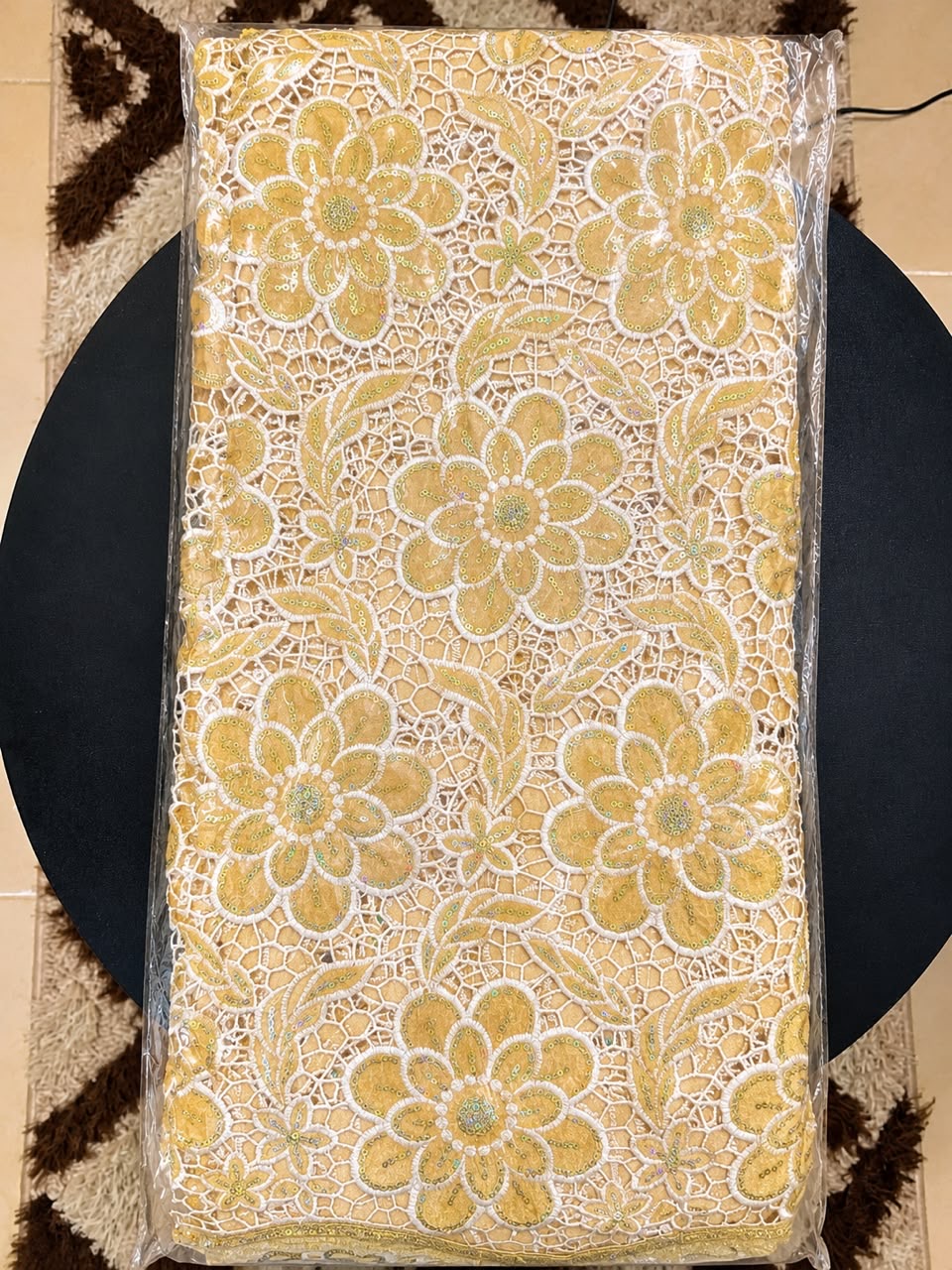 Gold Floral Sequin Lace