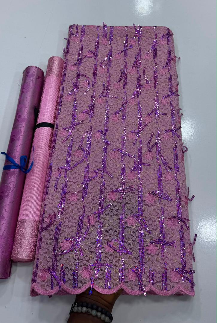Mauve Beaded Lace