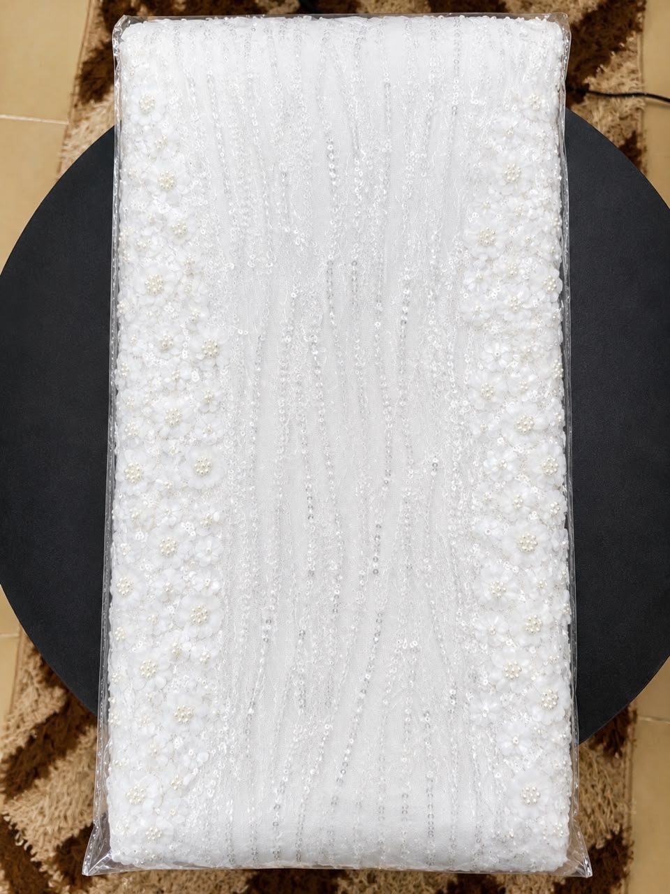 White Beaded Bridal Lace
