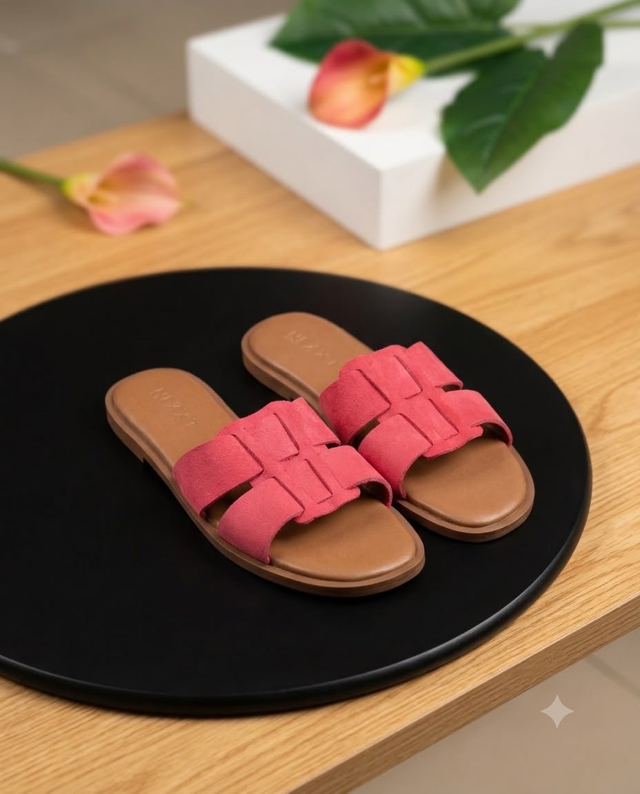 Coral Woven Slide Sandals