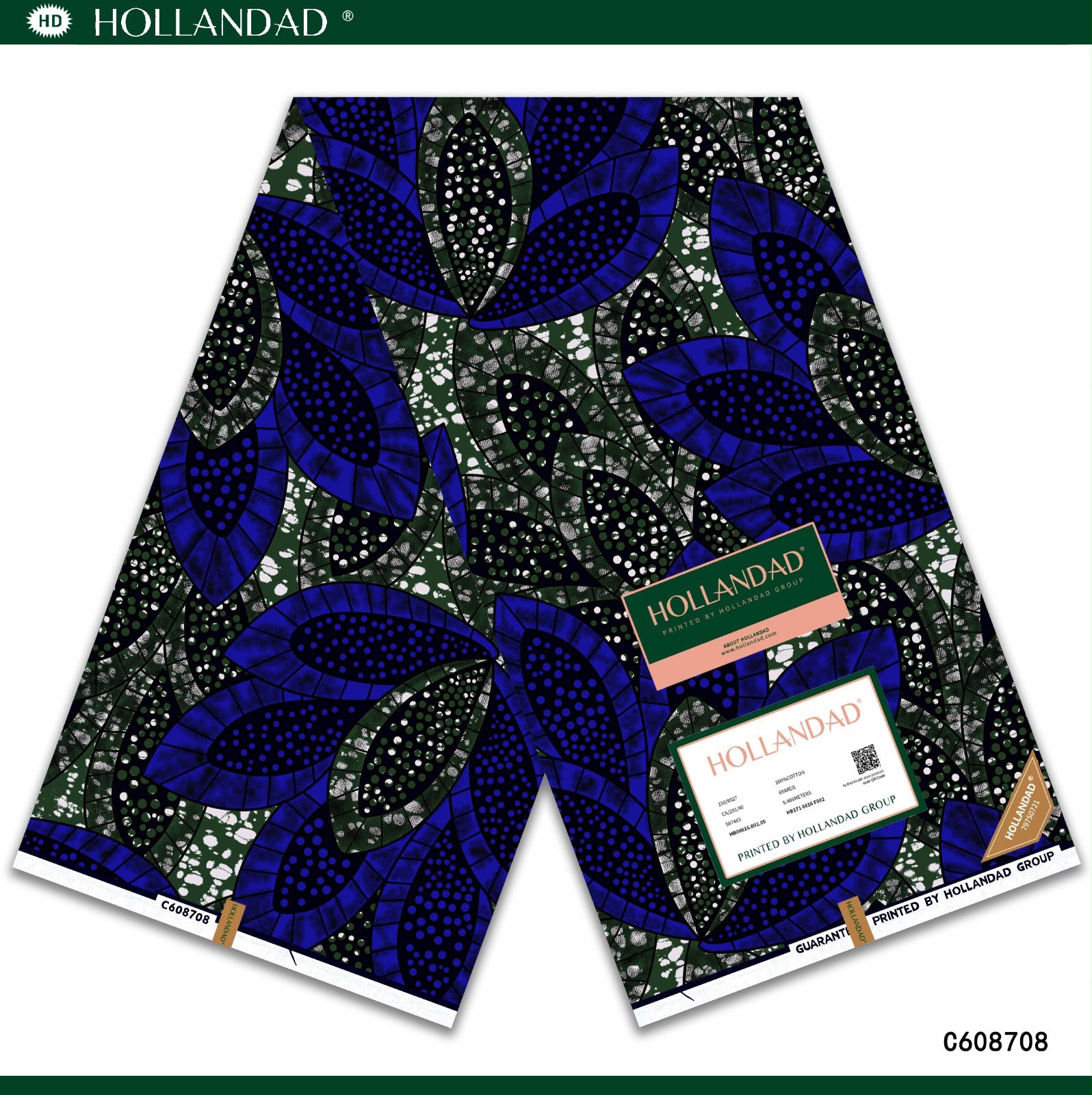 Hollandad Blue & Green Leaf Ankara