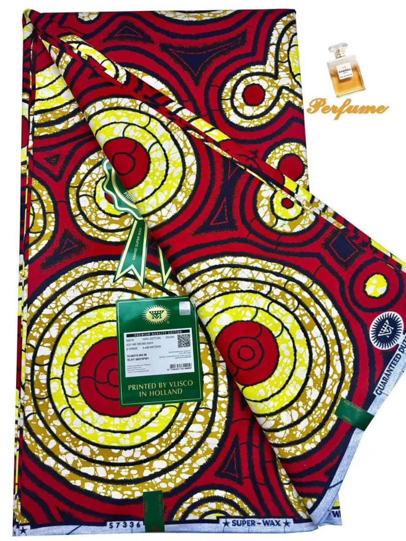 Vlisco Red & Gold Circle Ankara